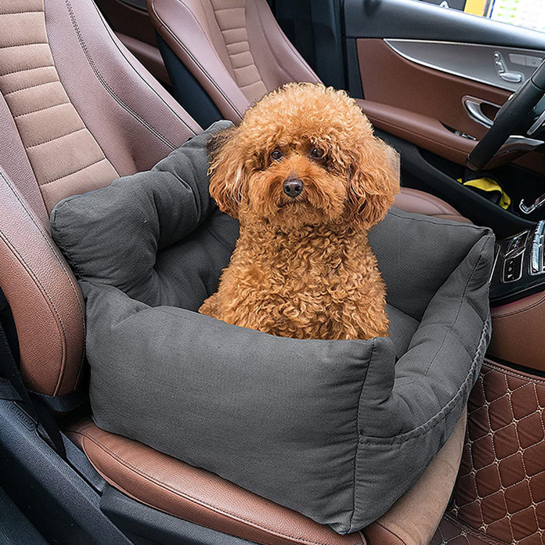 NNEAGS Grey Pet Car Seat Sofa Safety Soft Padded Portable Travel Carrier Bed