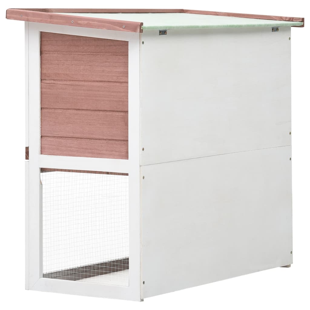 NNEVL Outdoor Rabbit Hutch 1 Door Brown Wood