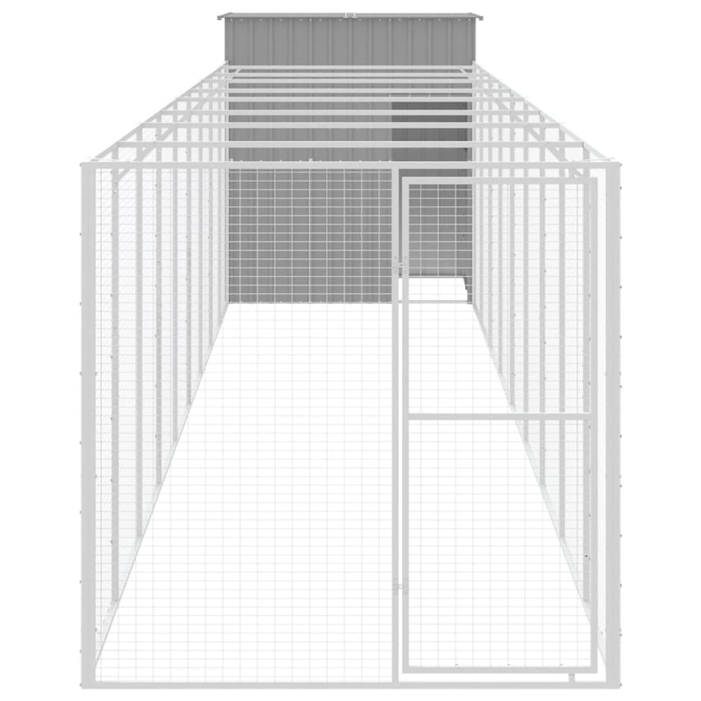 NNEVL Dog House with Run Light Grey 165x1067x181 cm Galvanised Steel-2