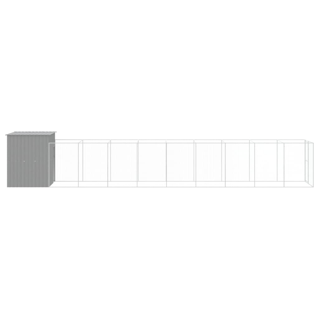 NNEVL Dog House with Run Light Grey 165x1067x181 cm Galvanised Steel-3