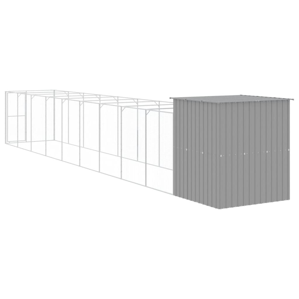 NNEVL Dog House with Run Light Grey 165x1067x181 cm Galvanised Steel-4