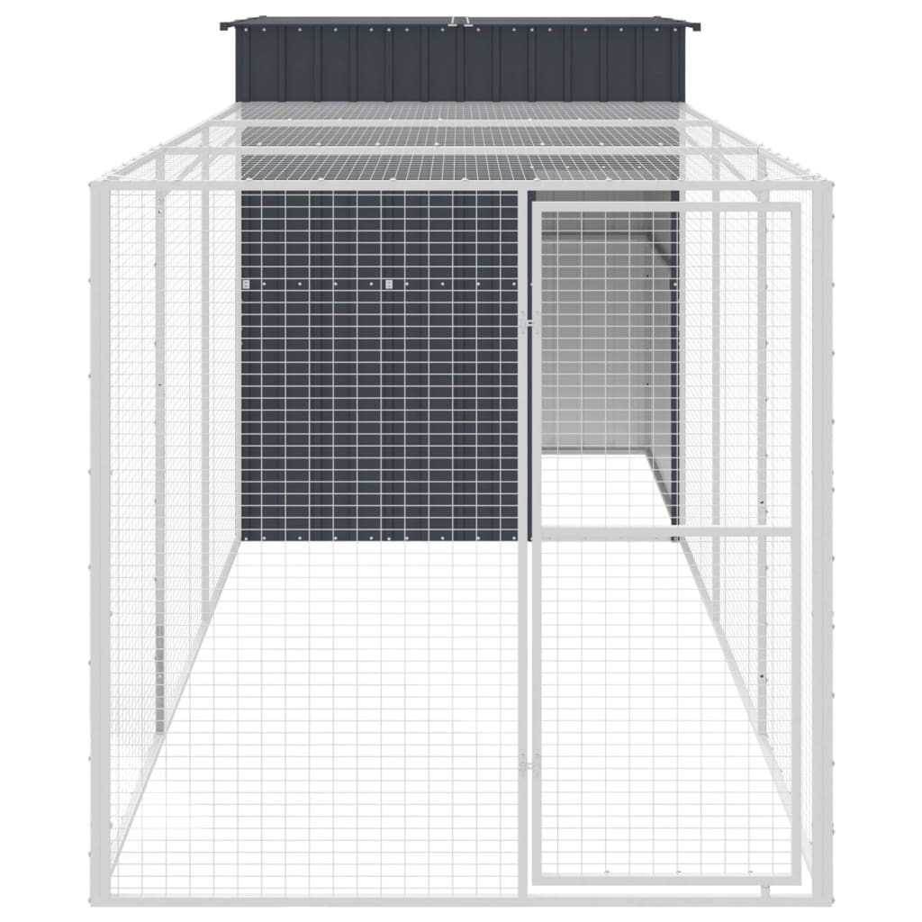 NNEVL Chicken Cage with Run Anthracite 165x455x181 cm Galvanised Steel