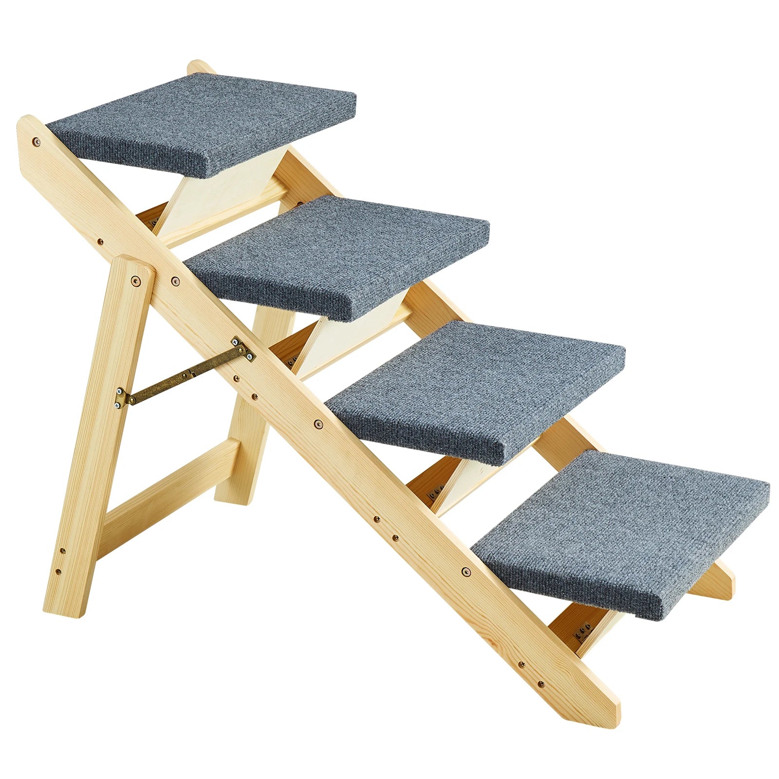 SucceBuy Wooden Pet Steps and Ramp Combo 2-in-1 Design Foldable Access for Beds Steps Structure for Pets of Small to Large Size