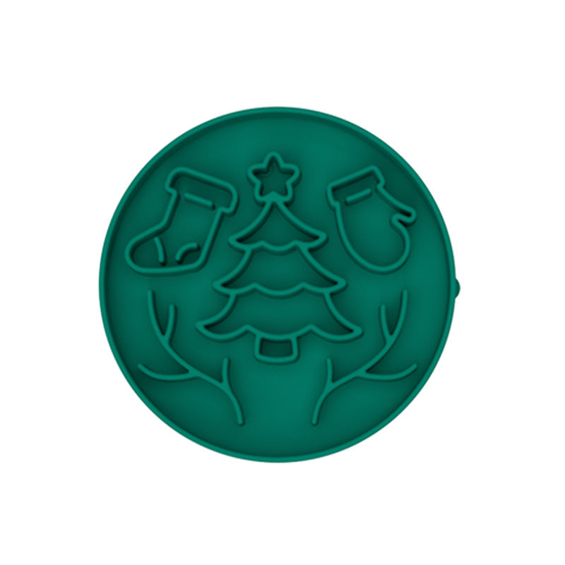 NNEDSZ Green Silicone Slow Feeder Bowl for Dogs - Anti-Choking Christmas-Themed Lick Mat
